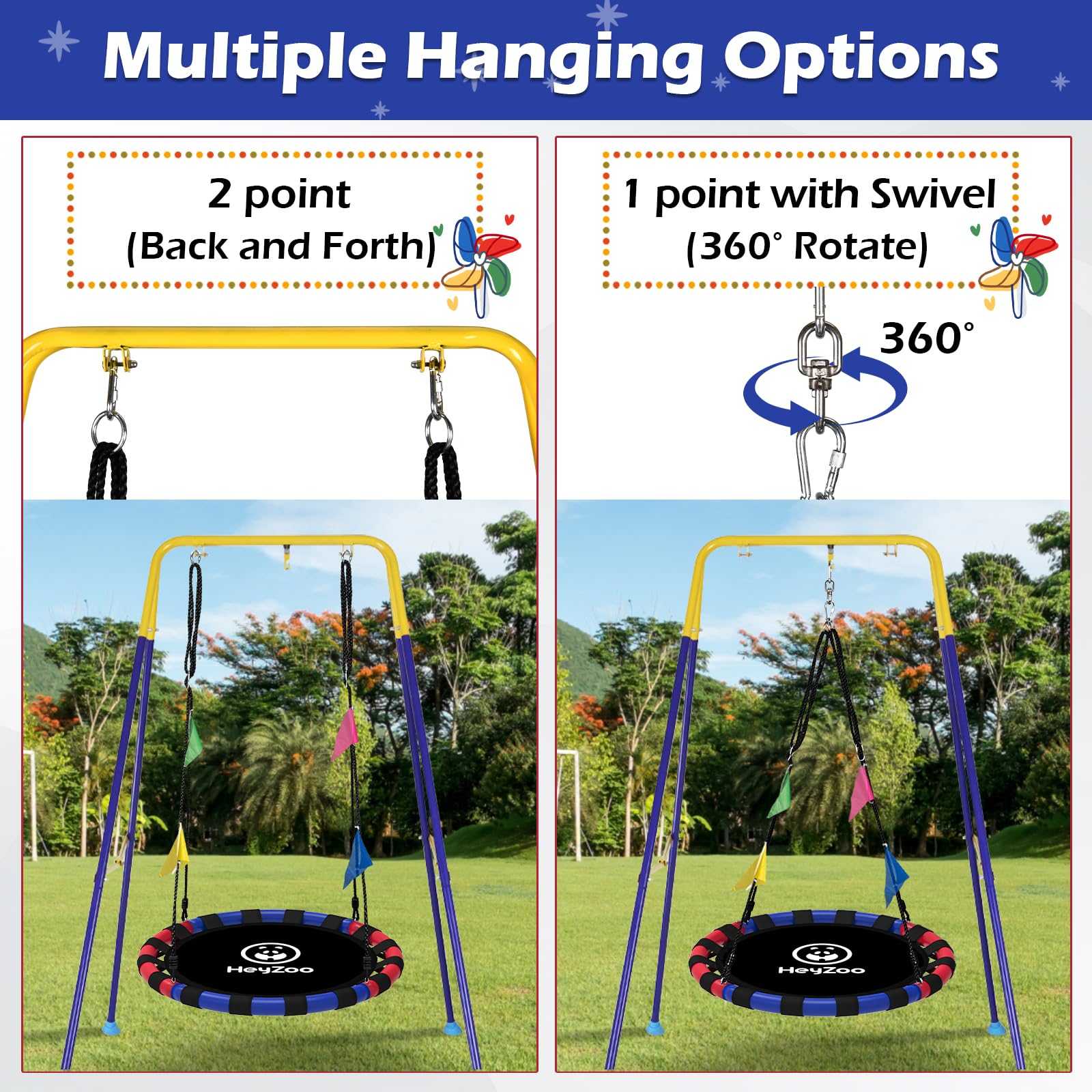 HeyZoo saucer swing padded edges for comfortable swinging