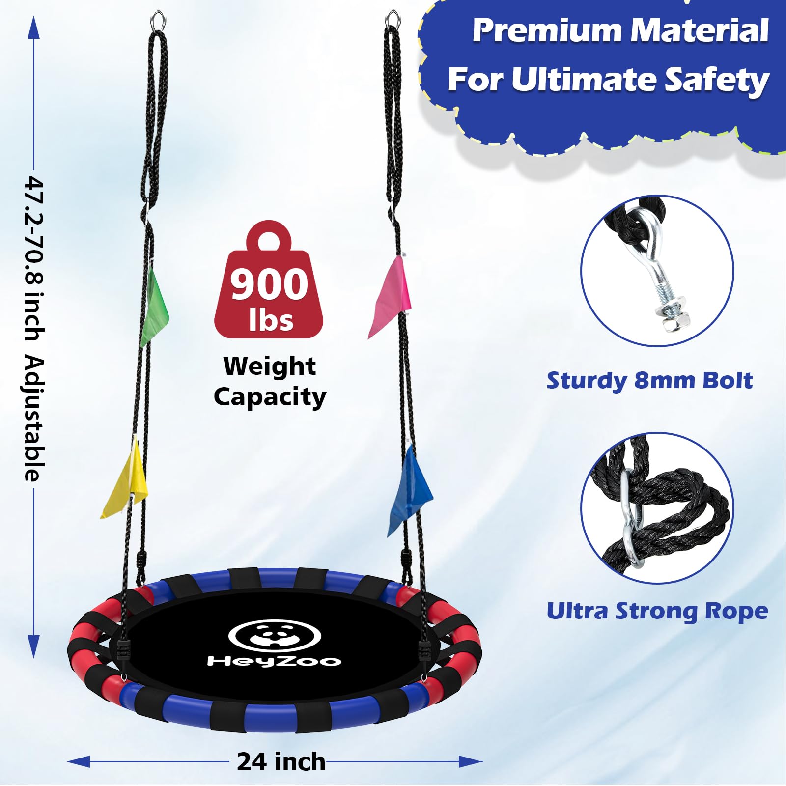 HeyZoo saucer swing galvanized frame for durable outdoor setup