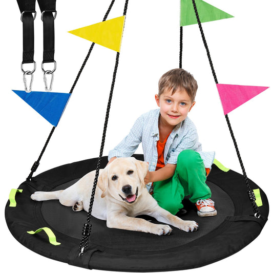 HeyZoo Tree Swing 40-inch assembly steps show easy setup for backyard fun.
