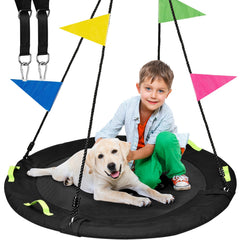 HeyZoo Tree Swing 40-inch assembly steps show easy setup for backyard fun.