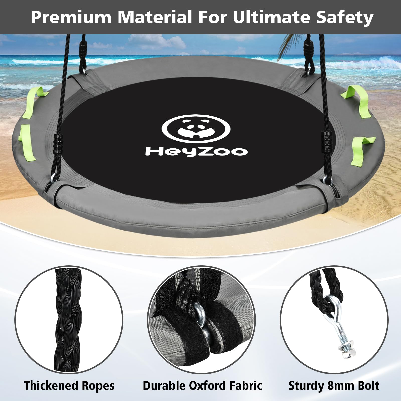 HeyZoo stainless steel carabiners enable quick, secure setup.