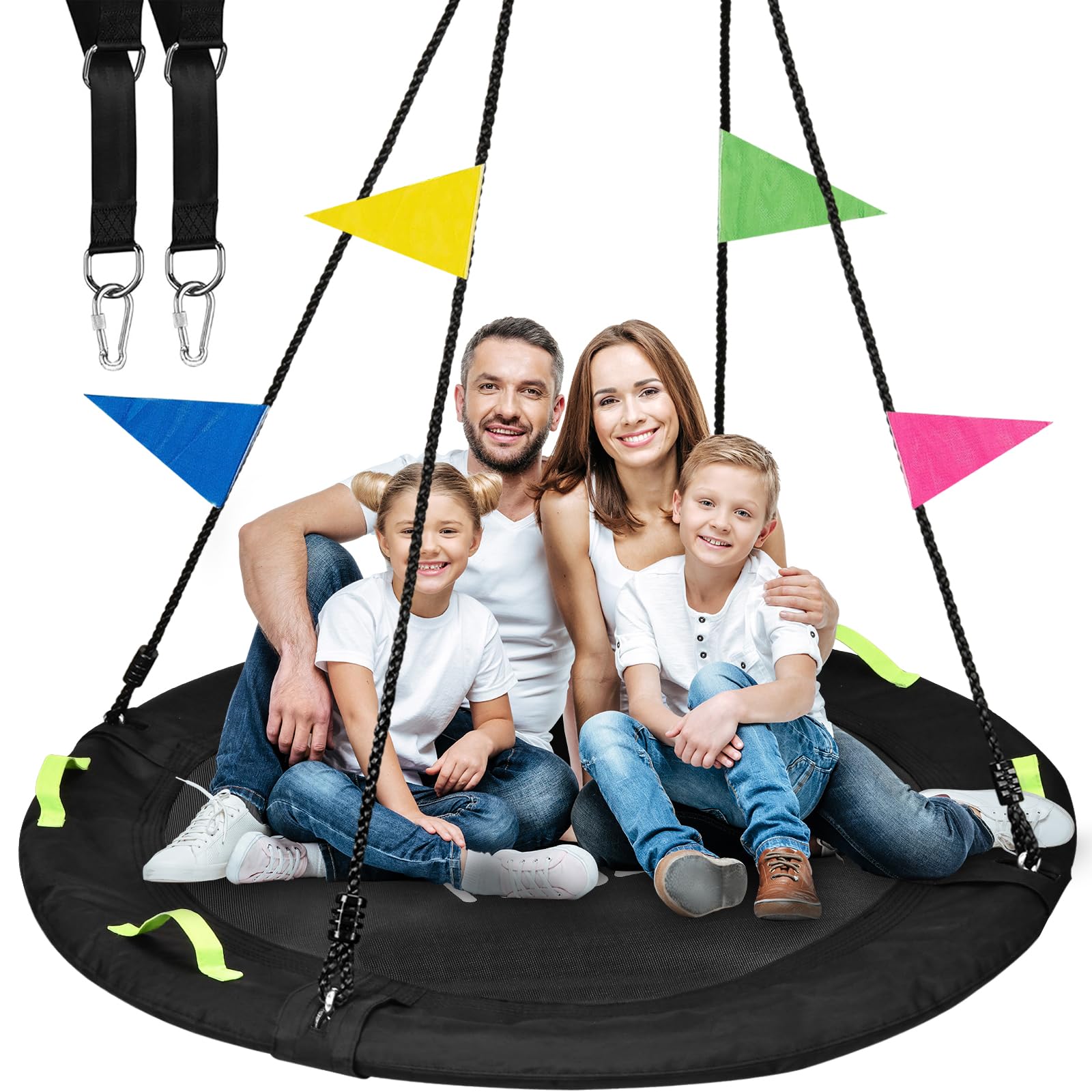HeyZoo 60-inch tree swing with large saucer enables multi-child backyard play.