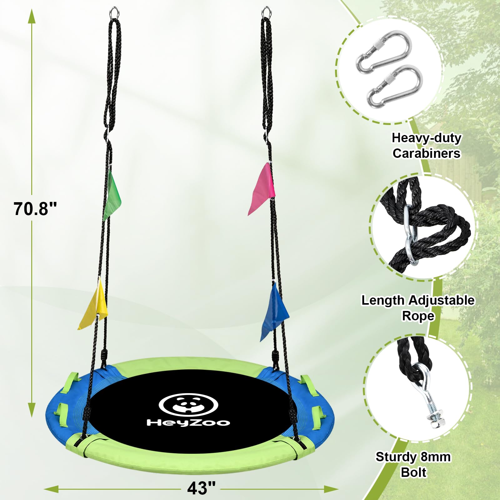 HeyZoo two-tone green and blue finish brightens your backyard