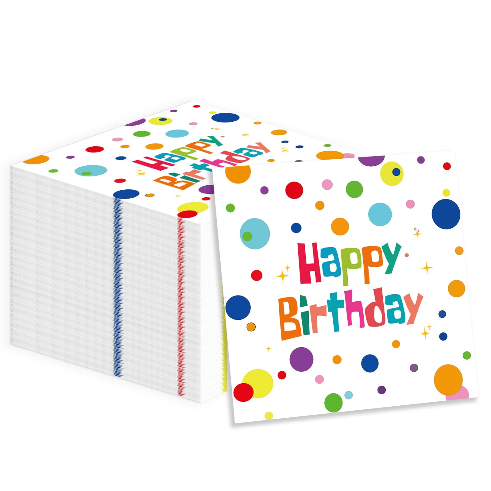 HFBOBP Happy Birthday napkins with colorful dots for festive table decor