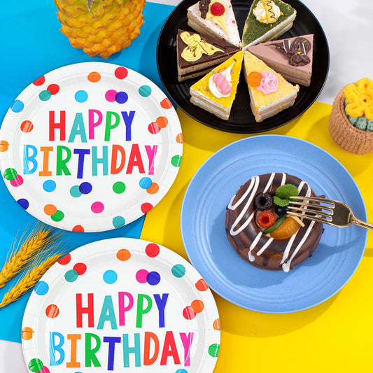 HFBOBP 6.5-inch birthday napkins with colorful dots for quick cleanup.