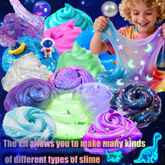 HFCHUPIN Mini Galaxy Slime Kit Glow-in-the-dark stickers: cosmic glow for play