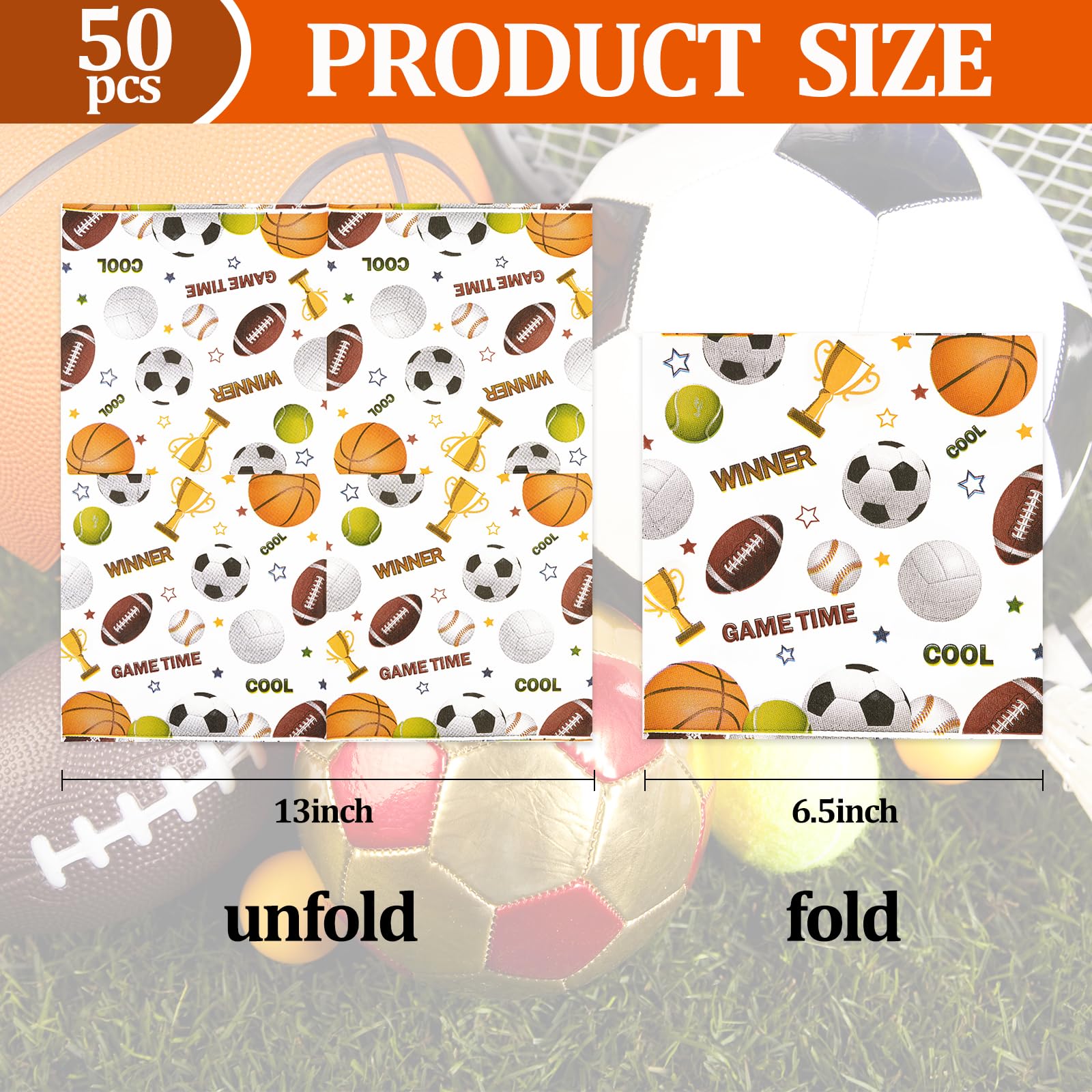 HFBOBP All Star Napkins with baseball print for birthday sports celebrations
