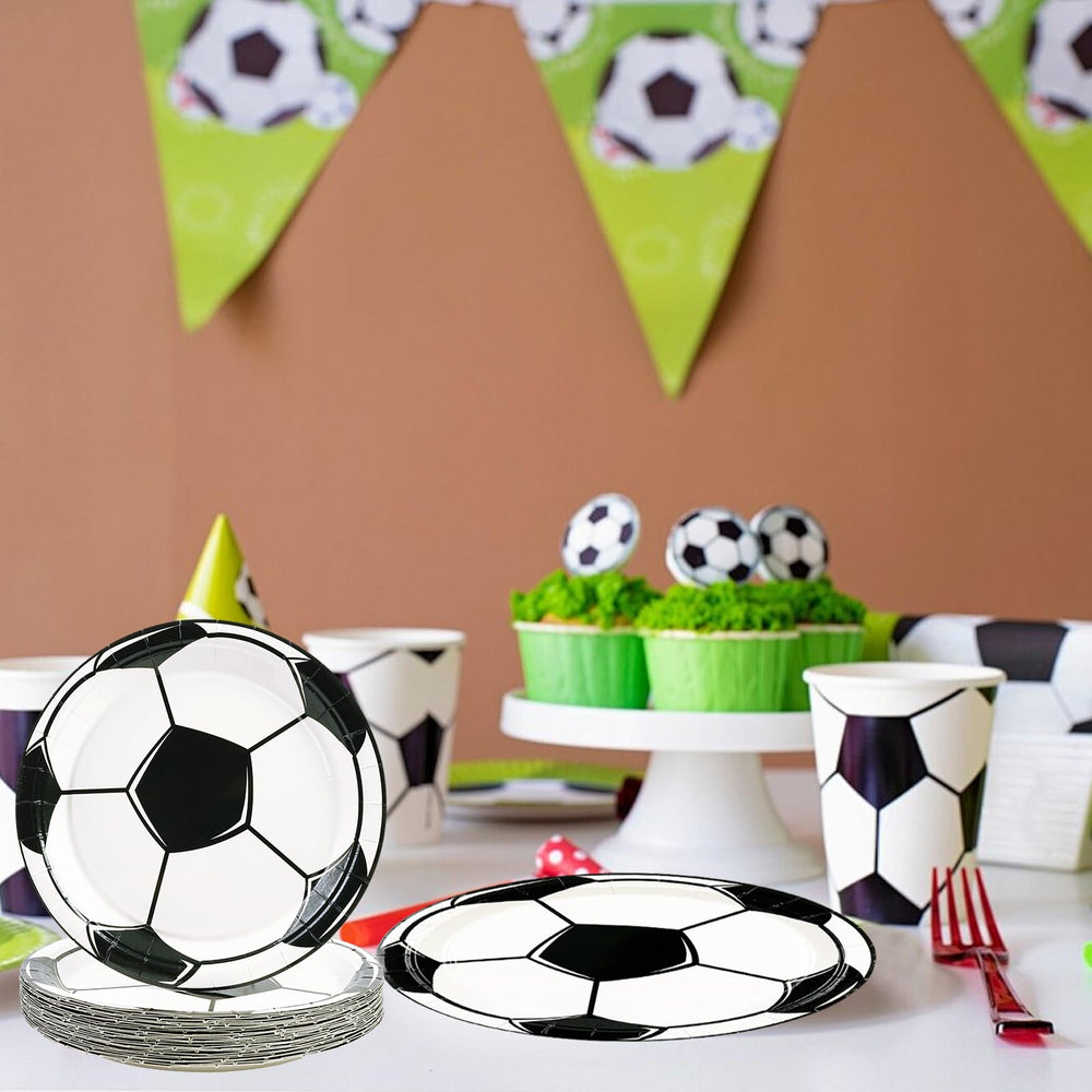 HFBOBP soccer themed decor creates dynamic party ambiance.