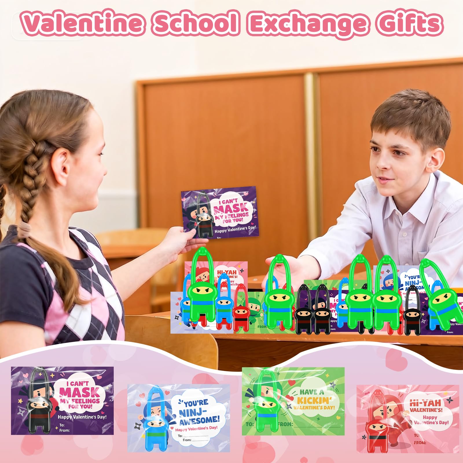 HFZCZW classroom valentine celebration with cards and toys