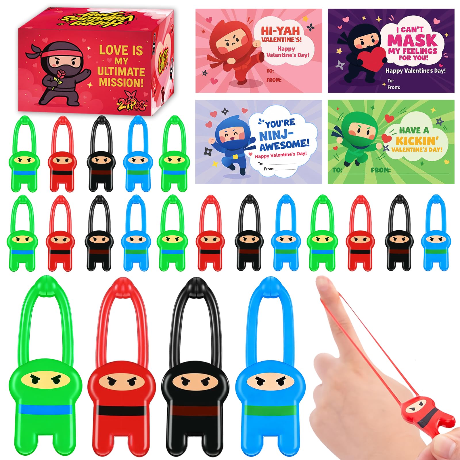 HFZCZW valentine ninja cards for classroom exchanges