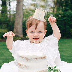 HGFC crown worn on baby head during celebration adds boho decor