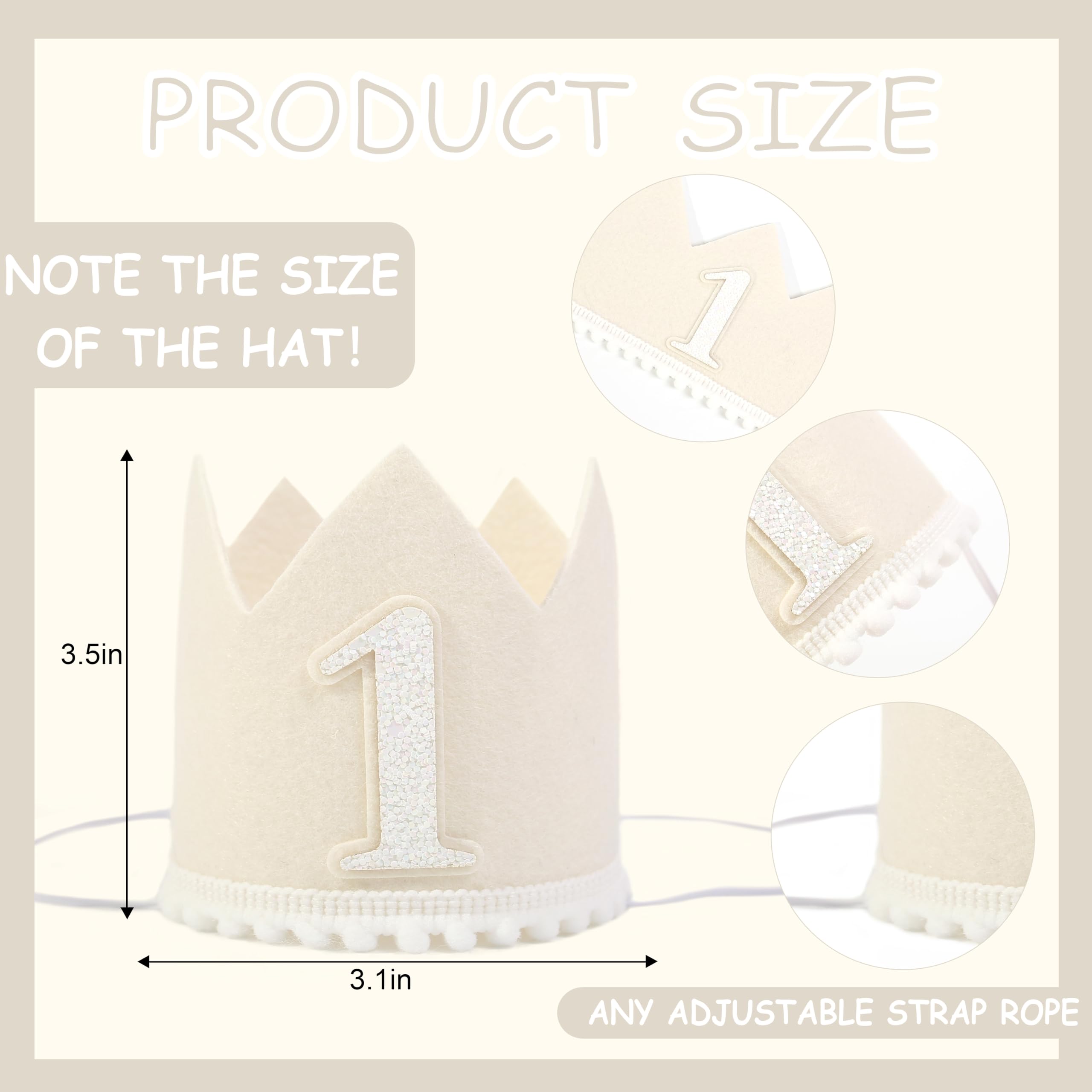 HGFC milky white crown on baby head for cake smash photos
