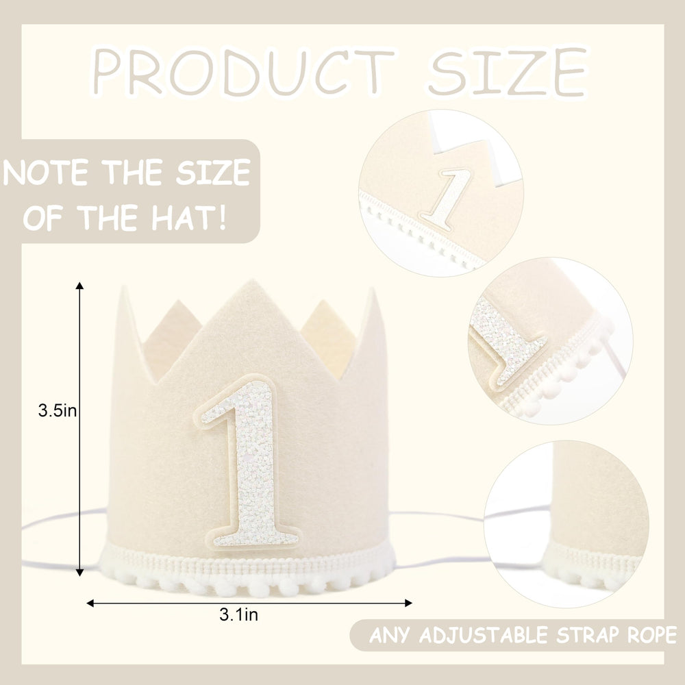 HGFC milky white crown on baby head for cake smash photos