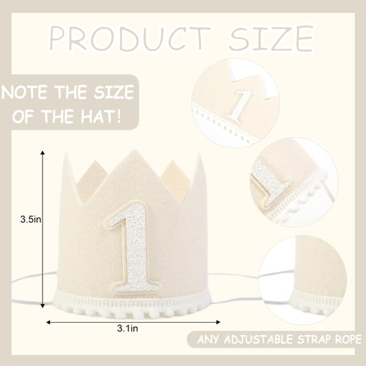 HGFC milky white crown on baby head for cake smash photos