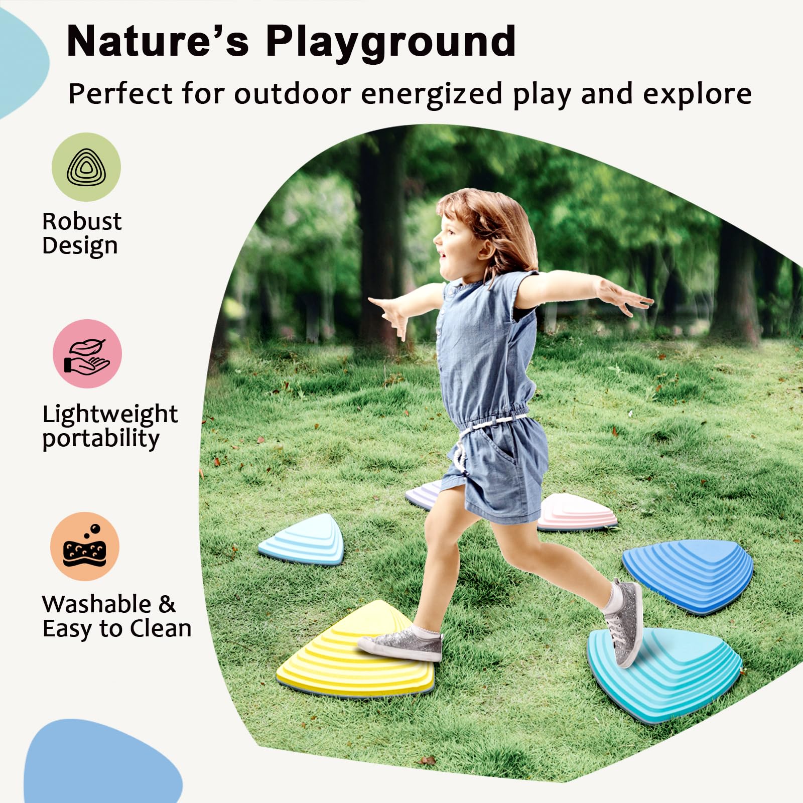 HHH HIKECUCAN stackable balance stones: easy storage and quick setup for obstacle courses.