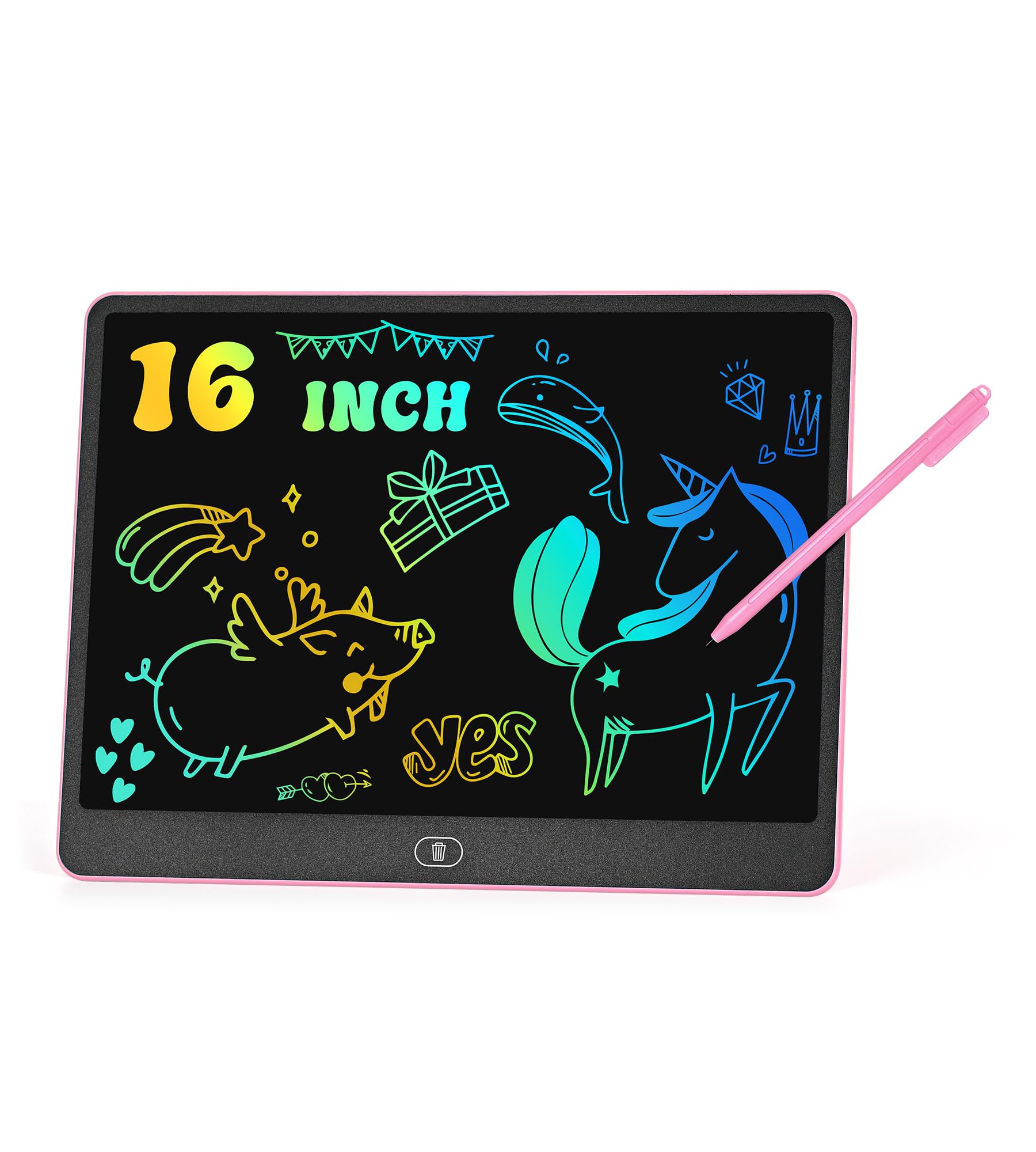 HHN LCD Writing Tablet 16-inch colorful screen for vibrant kids' doodles and creativity on the go.