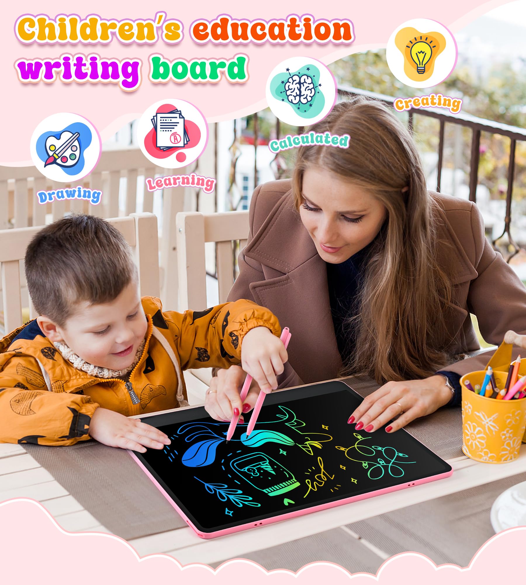HHN LCD Writing Tablet eco-friendly doodle option reusable over 100,000 times to cut waste.