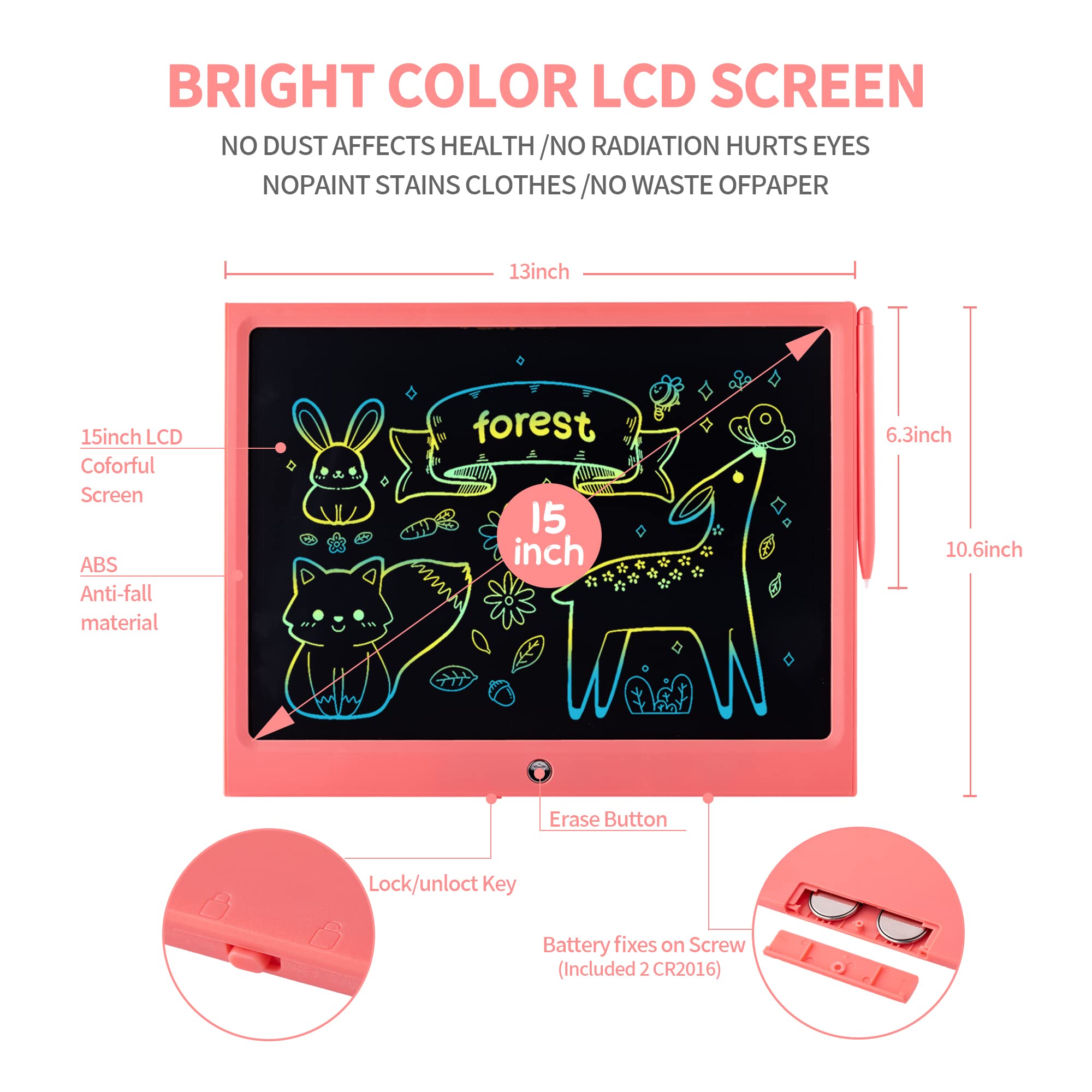 HHN lock and erase button in action keeps kids' drawings safe and easily cleared.