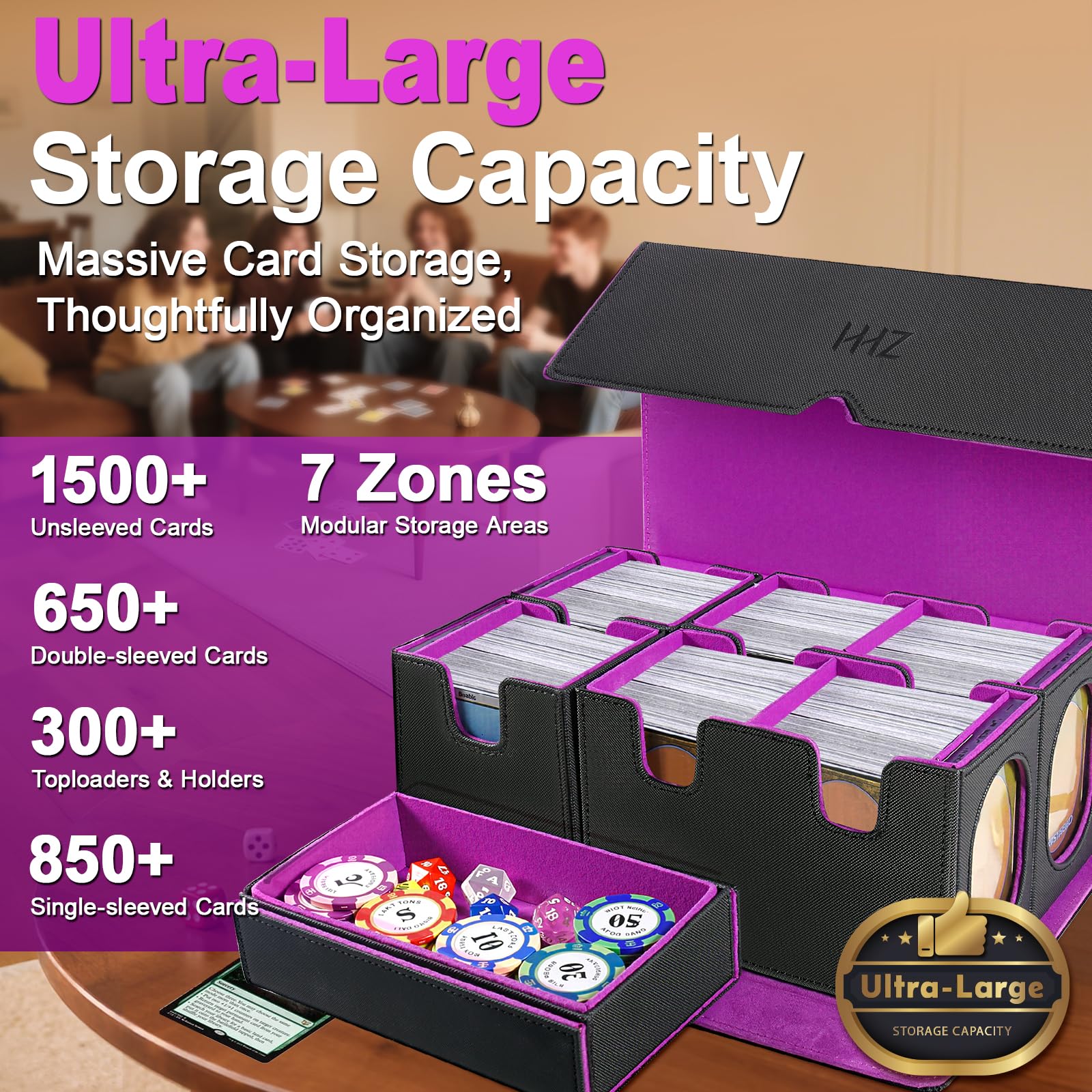 HHZ Commander Deck Box closed lid demonstrates secure magnetic closure during transport.