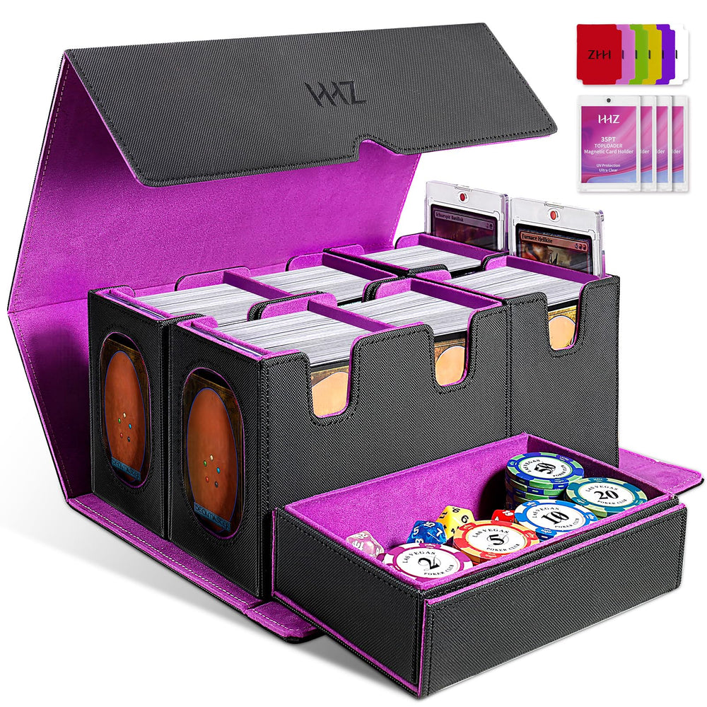 HHZ Commander Deck Box front view highlighting portable design for gamers on the go.