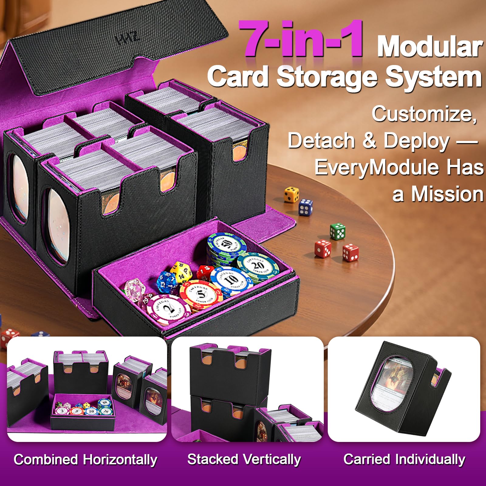 HHZ Commander Deck Box magnetic closure keeps cards secure during travel.