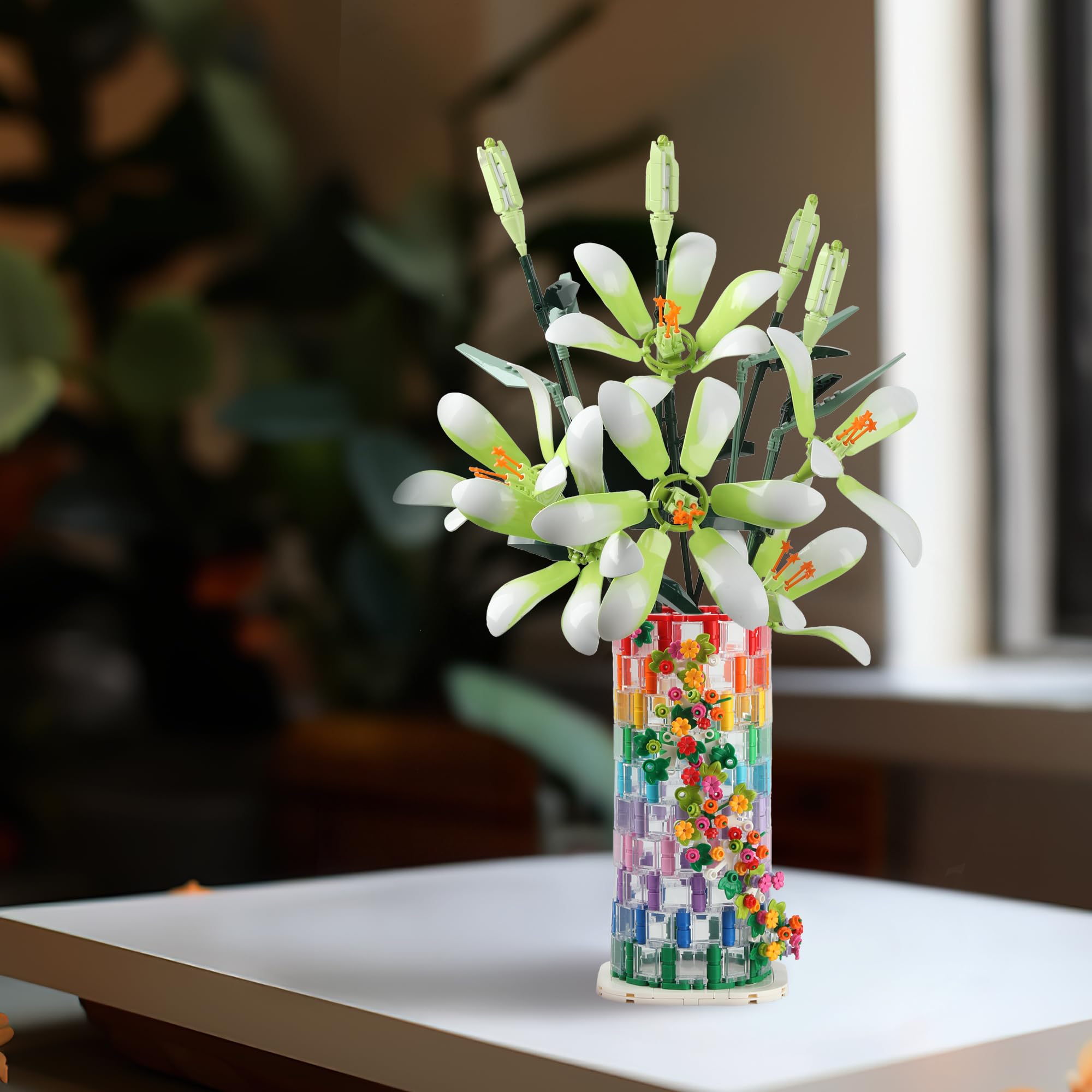 HI-REEKE vase building set dimensions display with compact measurements