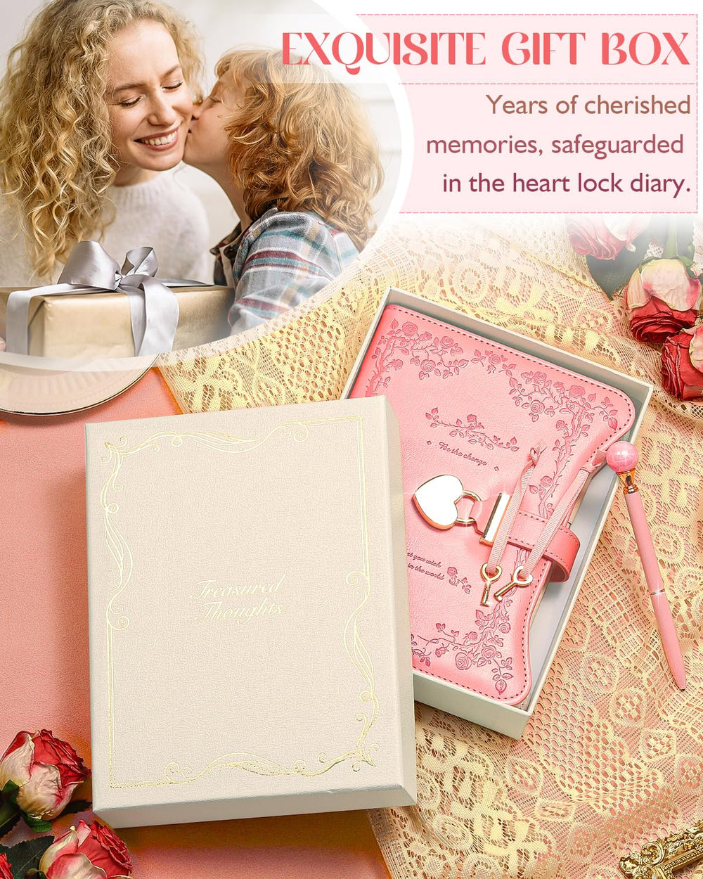 hi!SCI Diary with golden heart lock securing secret writings