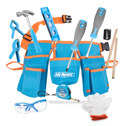 Hi-Spec 16pc Kids Tool Set in blue case for start-to-finish projects.