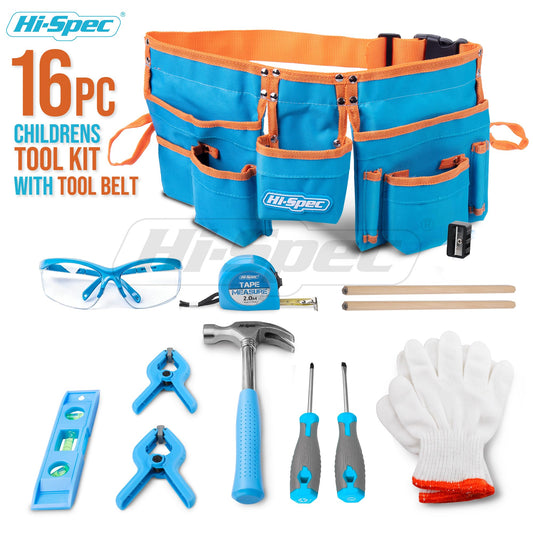 Hi-Spec child-size metal tools like hammer and screwdrivers for hands-on learning.