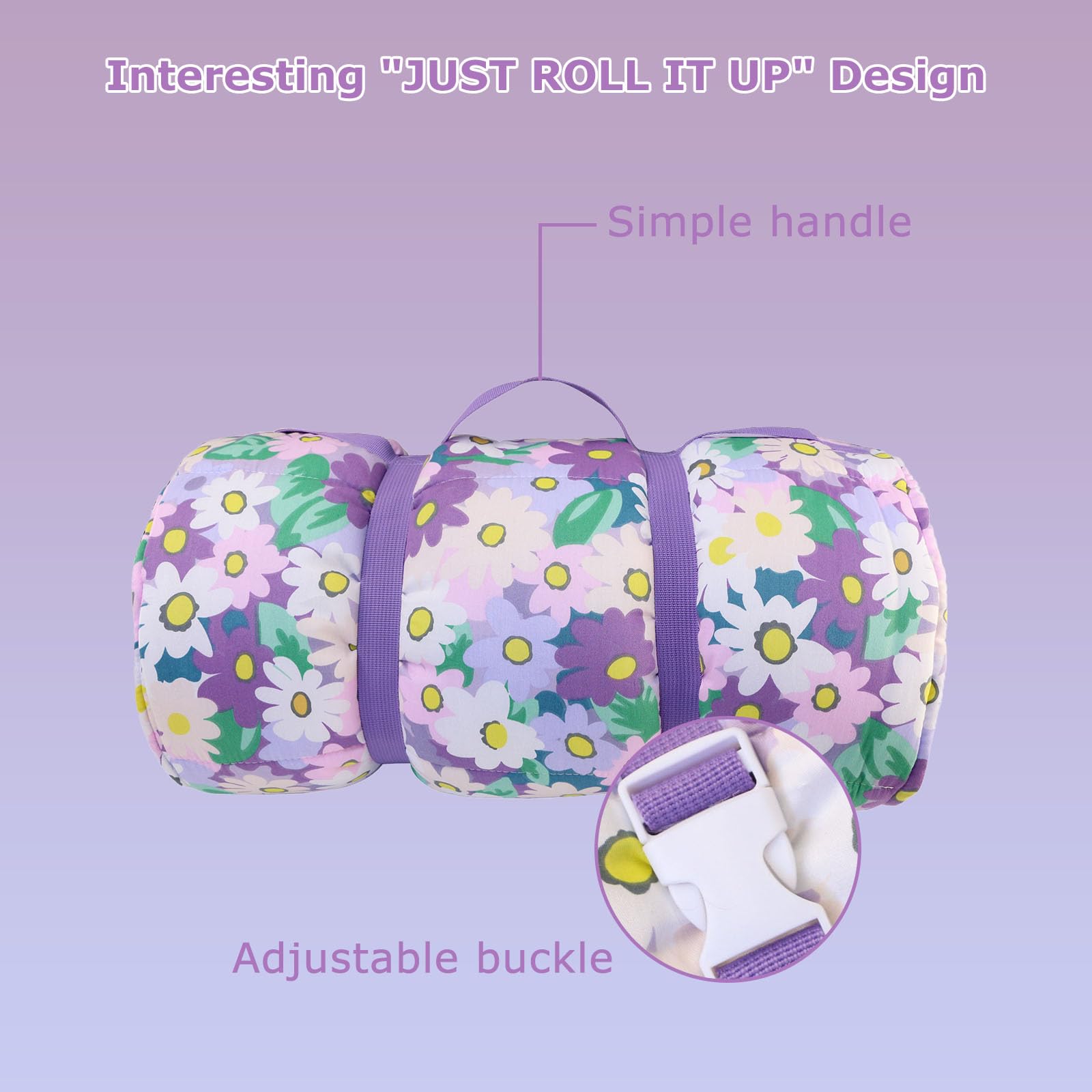 Hi Sprout nap mat with removable pillow for adjustable comfort during naps.