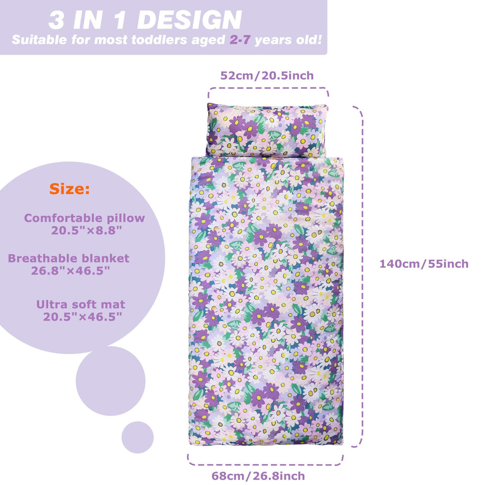 Hi Sprout nap mat's soft blanket adds cozy warmth on travels.