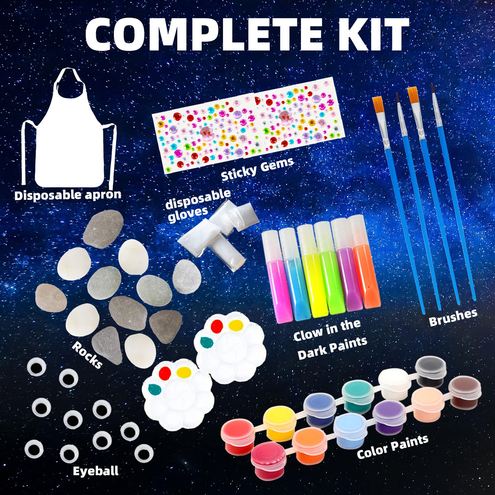 Hiawbon rock art kit brushes provide easy detailing for kids.