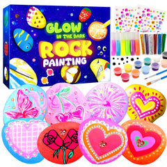 Hiawbon Valentine's rock kit packaging showing all included supplies for at-home crafts.