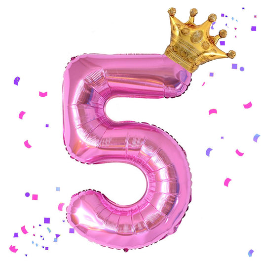 HIBILDER 40-inch hot pink Number 5 balloon for bold birthday decor