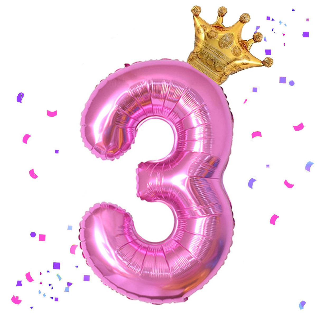 HIBILDER 40 inch hot pink number 3 balloon for standout birthday backdrops.