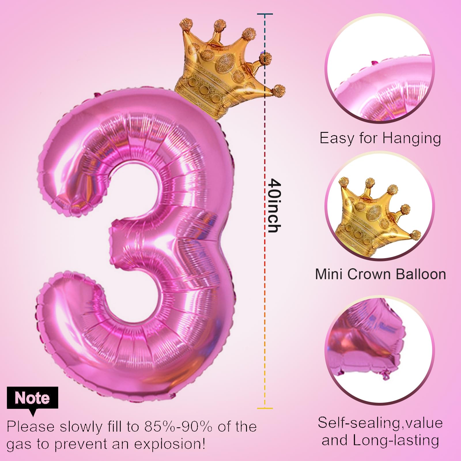 HIBILDER mini crown balloon adds playful focal point for photos.
