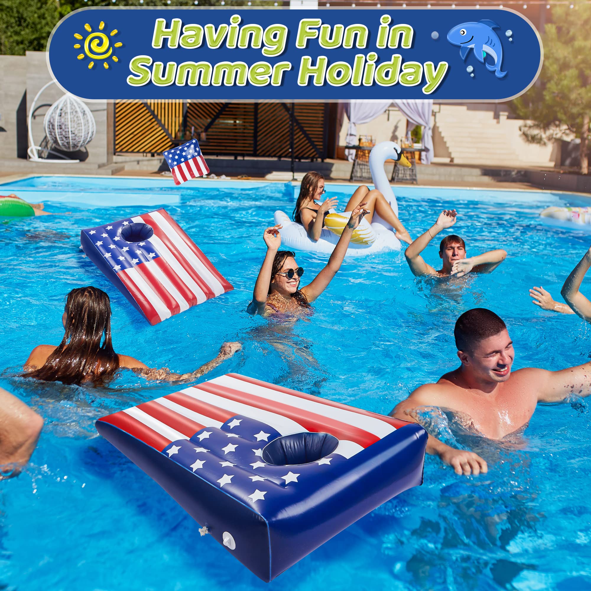 Hiboom American flag-pattern bean bags ideal for patriotic pool toss