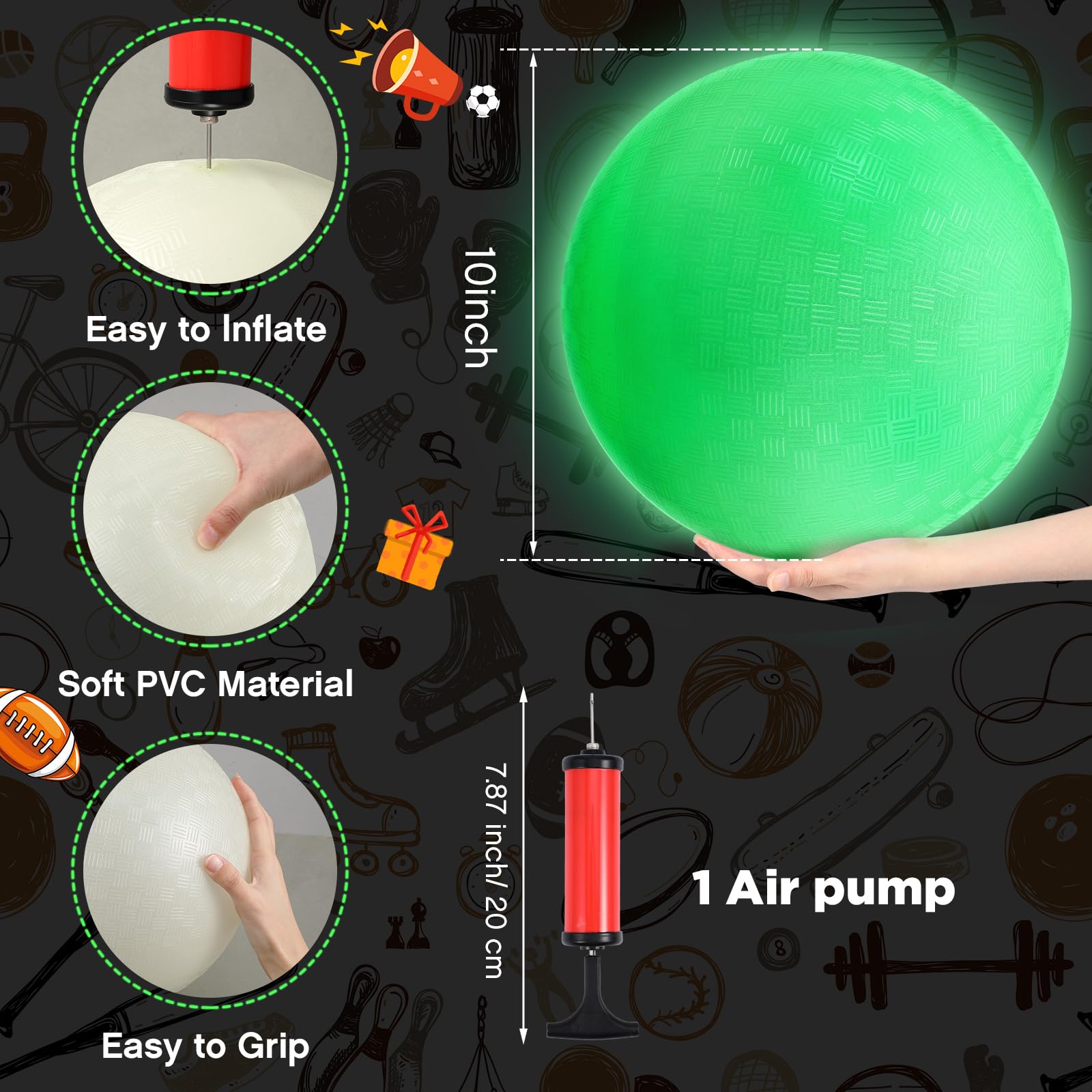 Hiboom glow dodgeball shows a vibrant green glow for after-dark games.