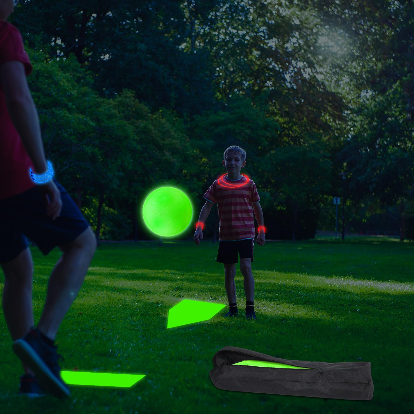 Hiboom night-game scene shows vibrant green glow in action