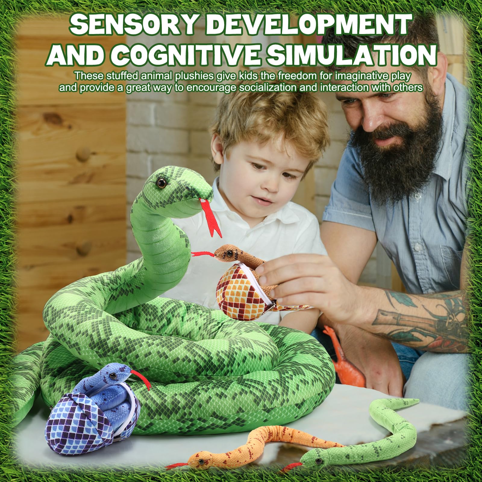 Hiboom soft fabric snake plush with skin-friendly fill for cozy snuggles.