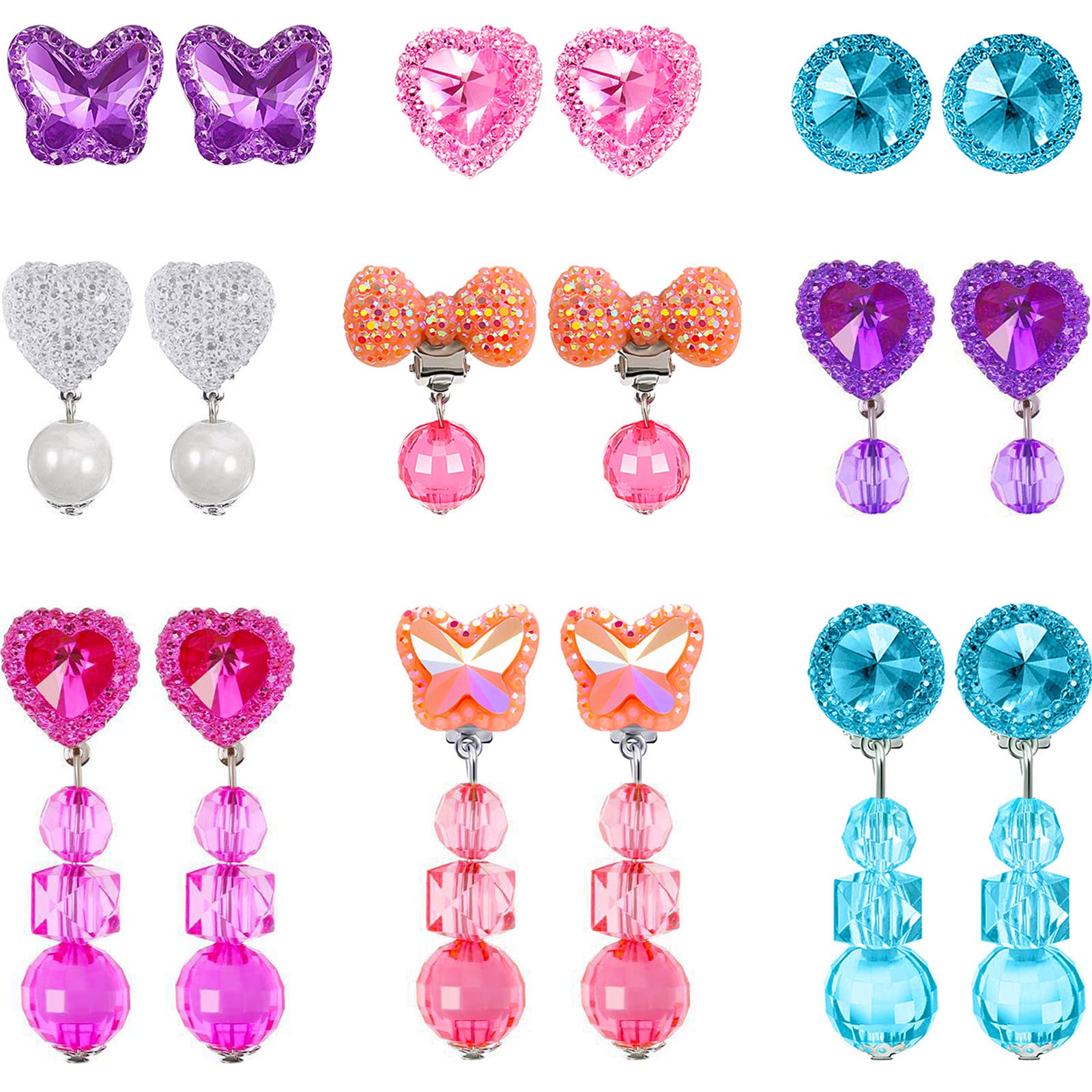 Hicarer bow clip-on earrings for kids, secure and comfortable wear.
