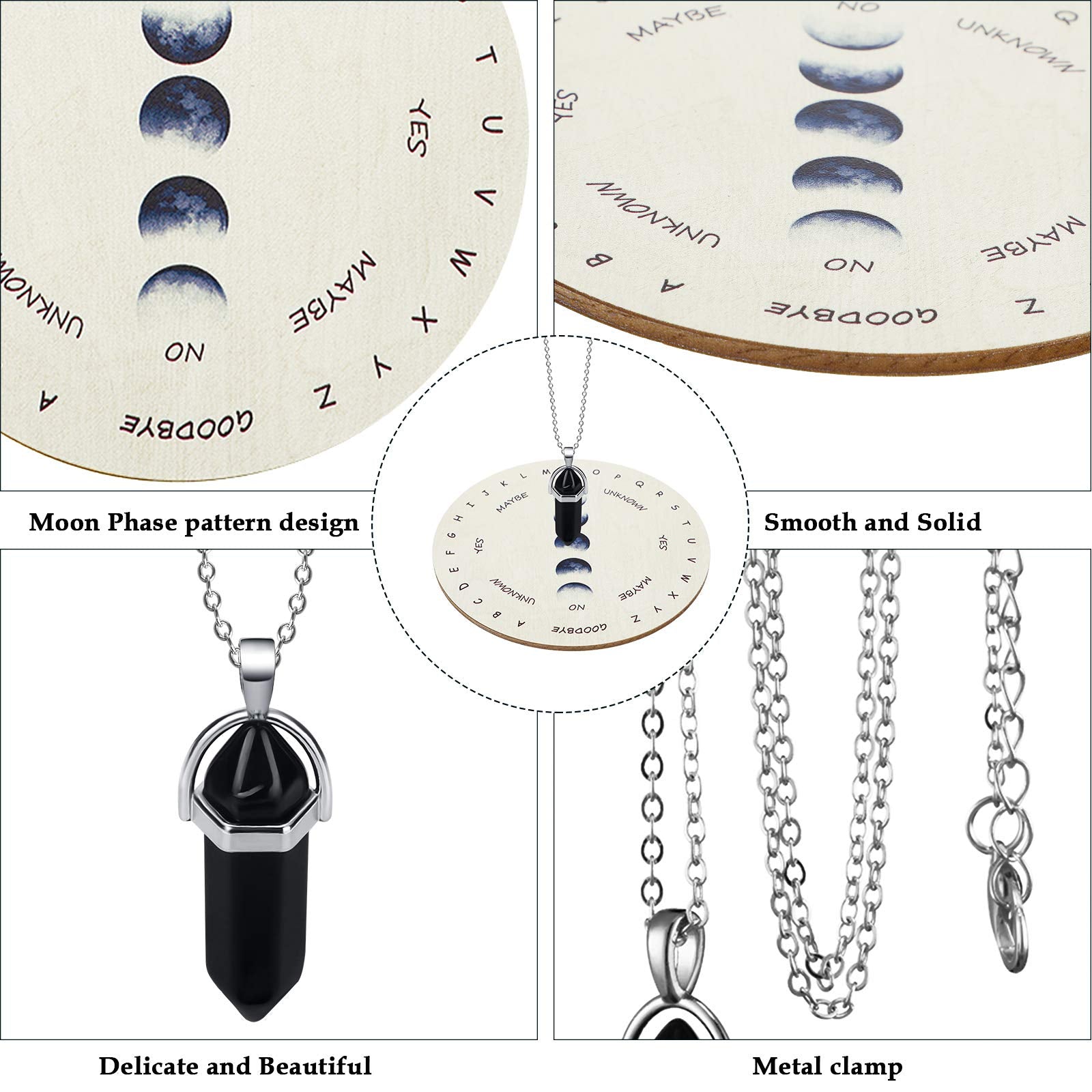 Hicarer crystal necklace black obsidian on a gold chain