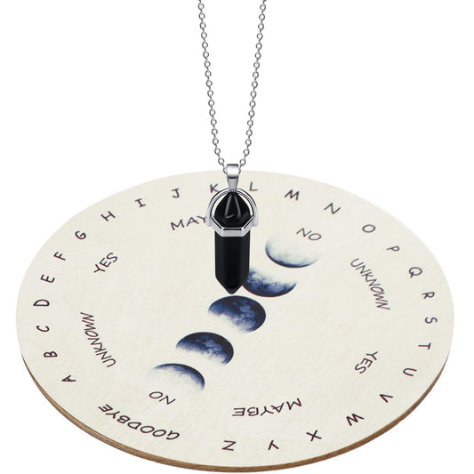 Hicarer pendulum board moon phase wood with celestial motif for focused divination