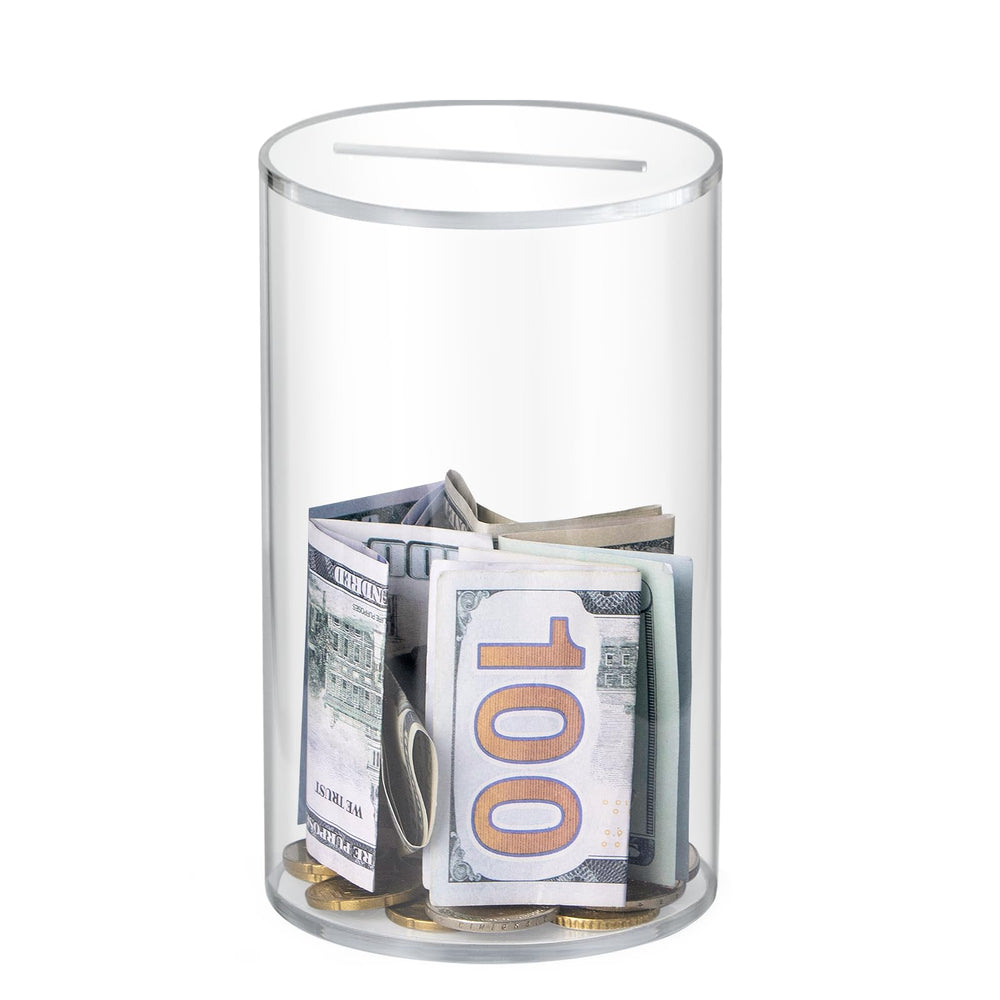 hicocool clear piggy bank front view shows transparent design for easy saving tracking.