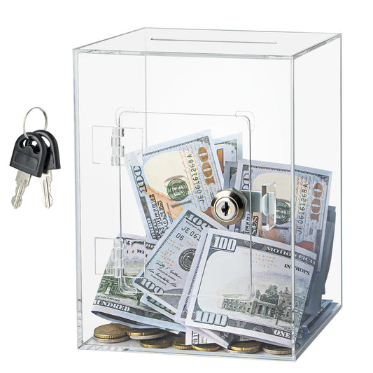 Hicocool clear piggy bank with lock for secure savings and easy viewing.