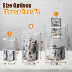 hicocool clear piggy bank side view highlights slim profile for discreet saving.
