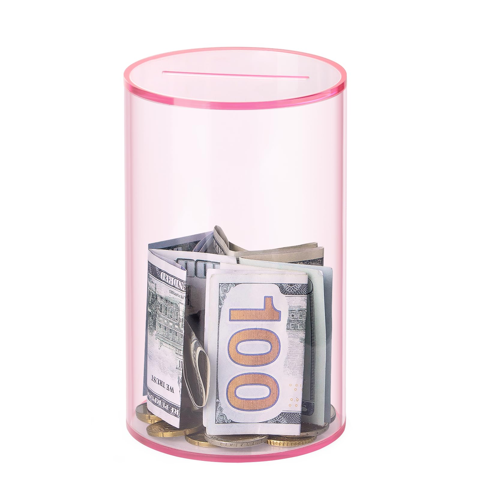 hicocool clear pink acrylic piggy bank showcases savings growth for all ages