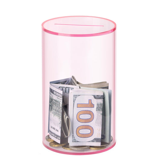 hicocool clear pink acrylic piggy bank showcases savings growth for all ages