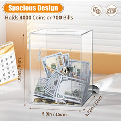 Hicocool durable acrylic piggy bank withstands daily use while keeping funds protected.