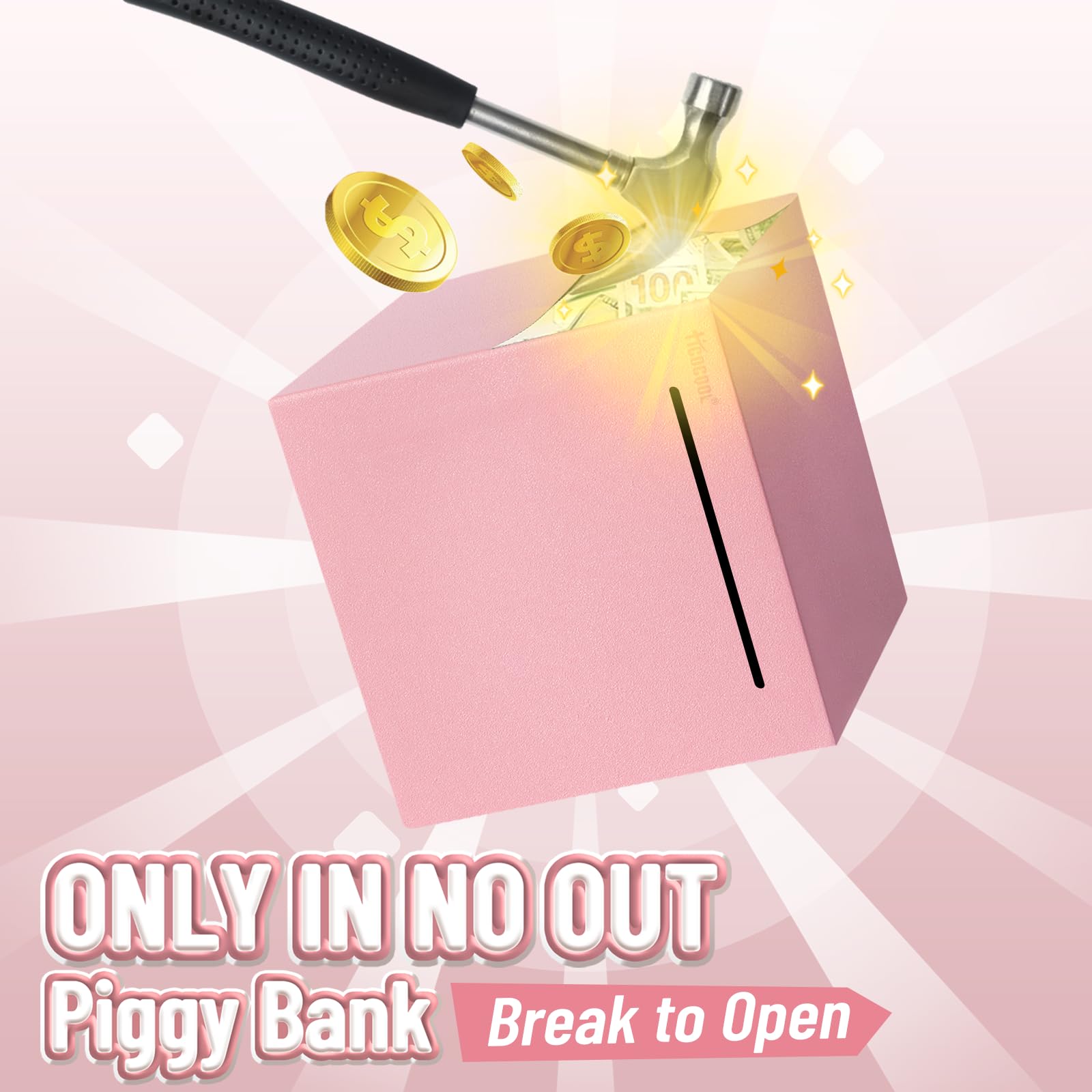 Hicocool glittery pink money box makes a charming gift.